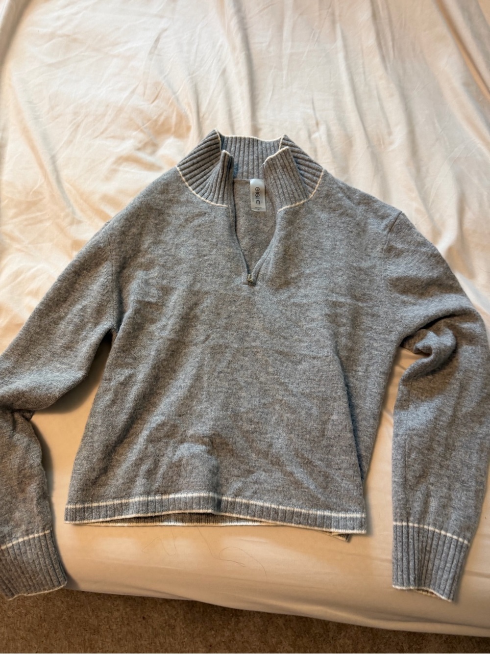 GIGI C Gray Half-Zip Women's Sweater
